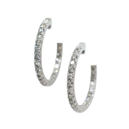 Picture of 1.75ct diamond hoop earrings, 14k white gold