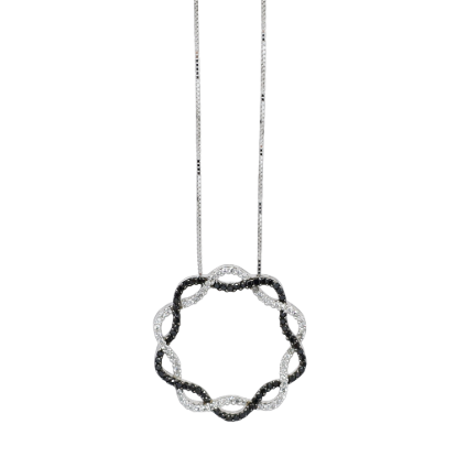 Picture of 0.50ct Black and White Diamond swirl pendant, 14k white gold  