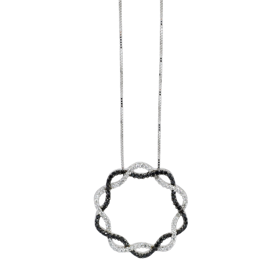 Picture of 0.50ct Black and White Diamond swirl pendant, 14k white gold  
