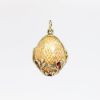 Picture of Vintage .835 Gilt Silver, Pink Guilloche Enamel & Garnet Fabergé Style Egg Pendant/Locket