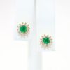 Picture of Emerald Stud Earrings with Diamond Halo, 14k Yellow Gold