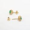 Picture of Emerald Stud Earrings with Diamond Halo, 14k Yellow Gold