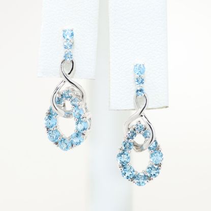 Picture of 2.0ct Blue Topaz Drop Earrings, 14k White Gold