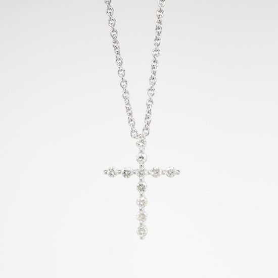 Picture of 0.18ct Diamond Cross Pendant, 14k White Gold
