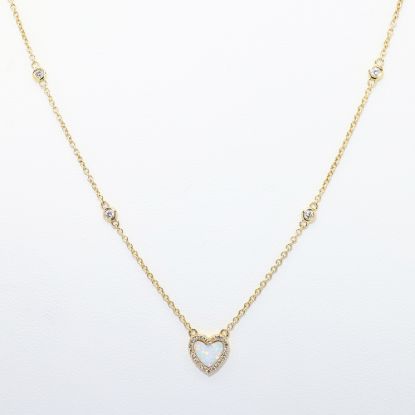 Picture of Opal and Diamond Heart Necklace, 14k Yellow Gold