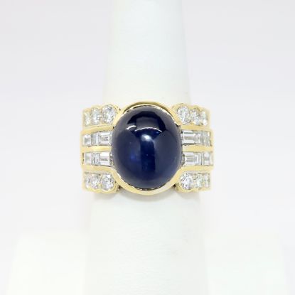 Picture of 10.71ct Oval Sapphire Cabochon Ring, AGL Certified, 18k Yellow Gold