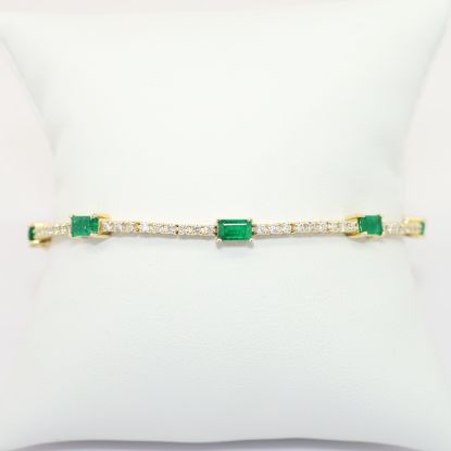 Picture of Emerald and Diamond Bracelet, 14k Yellow Gold
