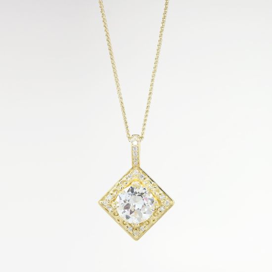 Picture of 2.14ct Transitional Round Brilliant Cut Diamond Pendant, 14k Yellow Gold