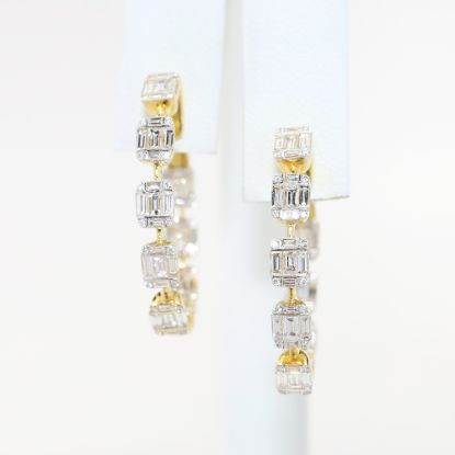 Picture of 18k Yellow Gold Diamond Baguette Oval Hoops