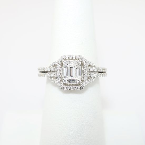 Picture of Baguette & Single Cut Diamond Ring, 18k White Gold
