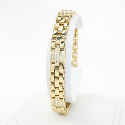 Picture of 10" Yellow Gold Chain Link Bracelet with Diamond Accents