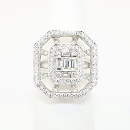 Picture of Diamond Baguette Cut Cage Ring in 18k White Gold