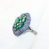 Picture of "Marina" Emerald and Sapphire Ring, 18k Black Gold
