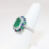 Picture of "Marina" Diamond, Emerald, and Sapphire Ring, 18k White Gold
