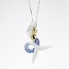 Picture of Diamond and Sapphire Mermaid Pendant, 14k Two-Tone Gold