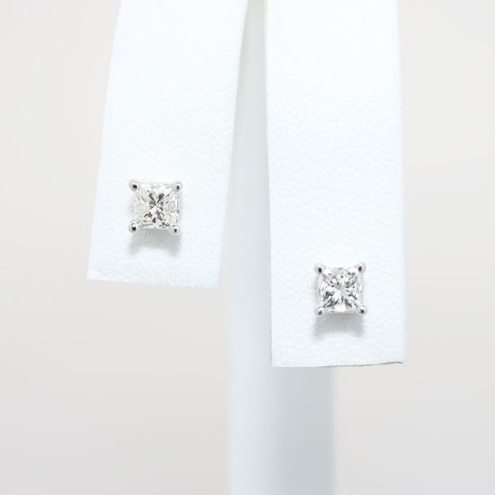Picture of 14K White Gold & .50ct Diamond Solitaire Stud Earrings
