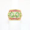 Picture of 18K Yellow Gold, Emerald, Ruby & Diamond Cigar Band Style Ring
