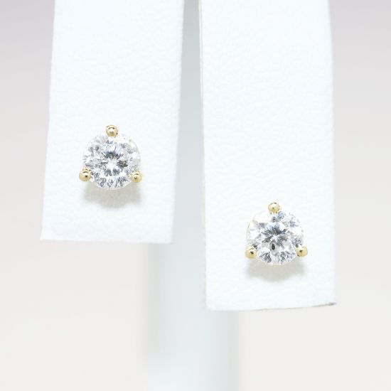 Picture of 14k Yellow Gold & .80ct Diamond Solitaire Stud Earrings