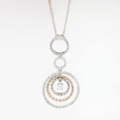 Picture of 14k Two-Tone & 1.00ct Diamond Circle Pendant with 15" Double Strand Chain