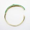 Picture of La Triomphe 14k Yellow Gold, Green Enameled Hinged Bangle with .50ct Diamonds