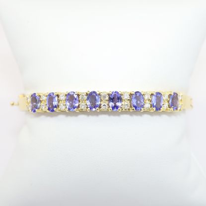 Picture of 14k Yellow Gold, Tanzanite & Diamond Cluster Bracelet