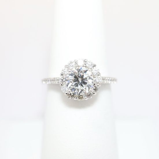 Picture of 14k White Gold & Round Brilliant Cut Diamond with Halo Engagement Ring