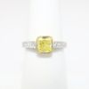 Picture of 18k Two-Tone Gold, Modified Square Cut Yellow Diamond Side Stone Engagement Ring