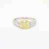 Picture of 18k Two-Tone Gold, Modified Square Cut Yellow Diamond Side Stone Engagement Ring