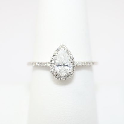 Picture of 14k White Gold & Pear Cut Halo Diamond Engagement Ring