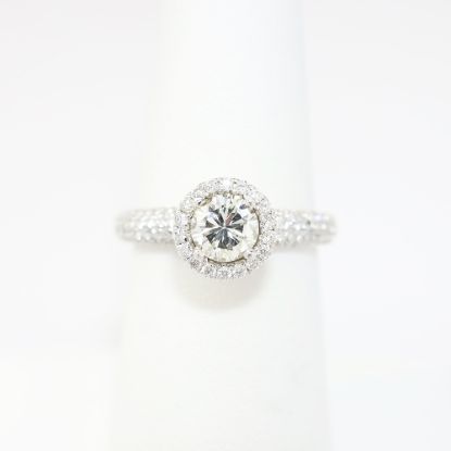 Picture of 18k White Gold & Round Brilliant Cut Diamond Halo Engagement Ring