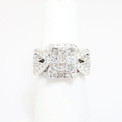 Picture of 14k White Gold & Diamond Cluster Engagement Ring