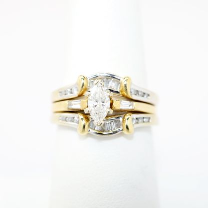 Picture of 14k Two-Tone Gold Marquise Cut Diamond Bridal Ring Set