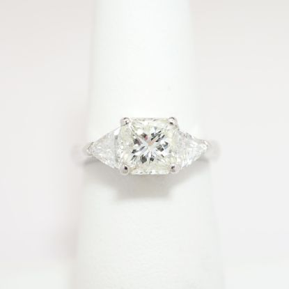 Picture of 18k White Gold, Square Modified Brilliant Cut & Diamond Cluster Accented Engagement Ring
