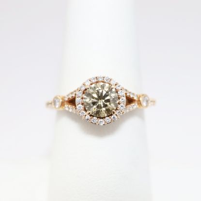 Picture of LeVian 14K Rose Gold, Round Brilliant Cut Diamond Halo & Diamond Cluster Accented Engagement Ring
