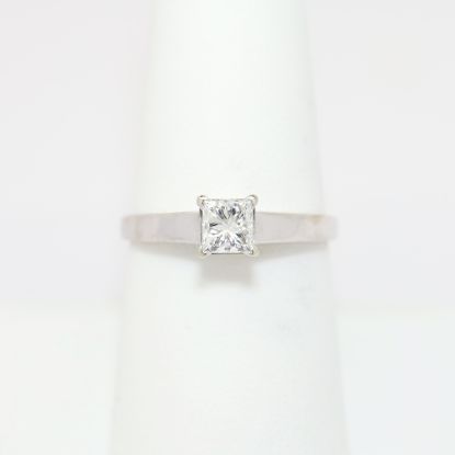Picture of 14k White Gold, Modified Square Brilliant Cut Diamond Solitaire Engagement Ring