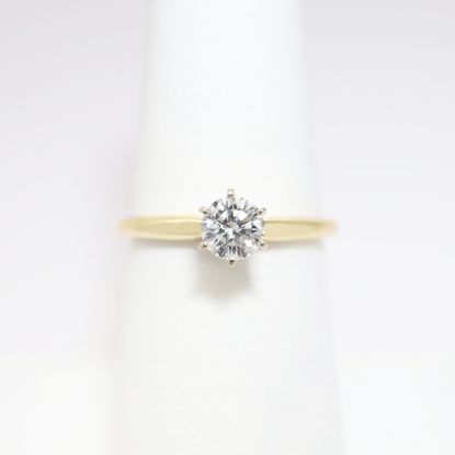 Picture of 14k Yellow Gold & Round Brilliant Cut Diamond Solitaire Engagement Ring