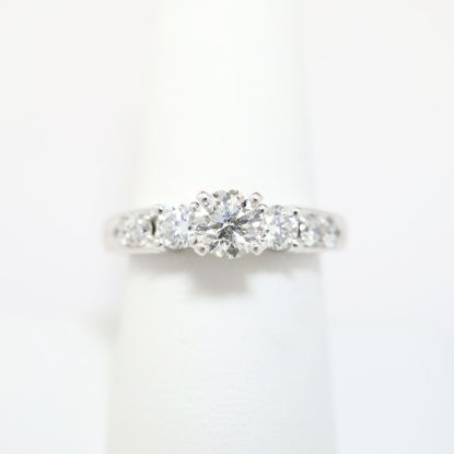 Picture of 14k White Gold, Round Brilliant Cut & Diamond Cluster Accented Engagement Ring