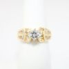 Picture of 14k Yellow Gold, Round Brilliant Cut & Diamond Cluster Accented Engagement Ring