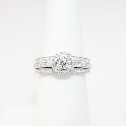 Picture of 14k White Gold & Round Brilliant Cut Multi Row Diamond Engagement Ring