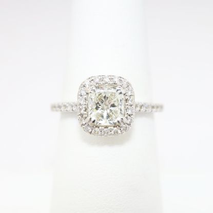 Picture of 14k White Gold & Brilliant Cushion Cut Diamond Halo Engagement Ring