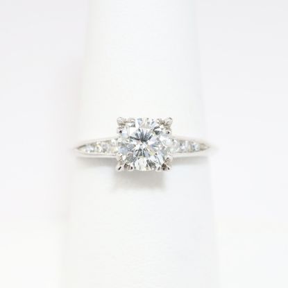 Picture of Platinum, Round Brilliant Cut & Side Stone Accented Engagement Ring