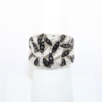 Picture of 18k White Gold with Patterned Black and White Diamond Statement Ring