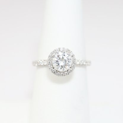 Picture of 18k White Gold & Round Brilliant Cut Diamond Halo Engagement Ring