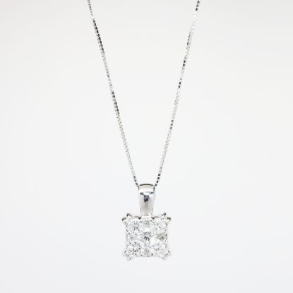 Picture of 14k White Gold Diamond Cluster Pendant Necklace