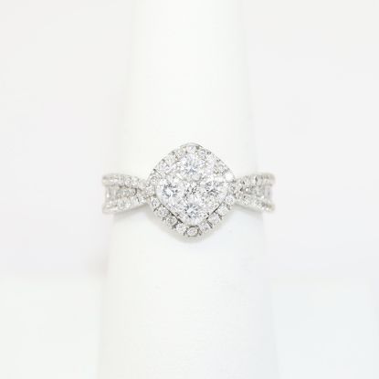 Picture of 14k White Gold & 1.00ct Diamond Cluster Engagement Ring