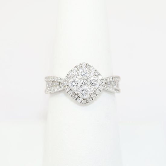 Picture of 14k White Gold & 1.00ct Diamond Cluster Engagement Ring