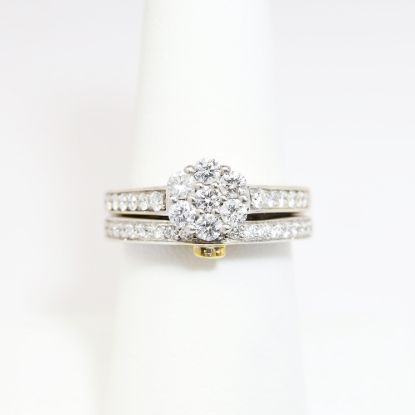 Picture of 14k White & 24k Yellow Gold Diamond Cluster Two-Piece Bridal Ring Set