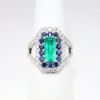 Picture of "Marina" Emerald, Blue Sapphire, and Diamond Ring, 18k White Gold