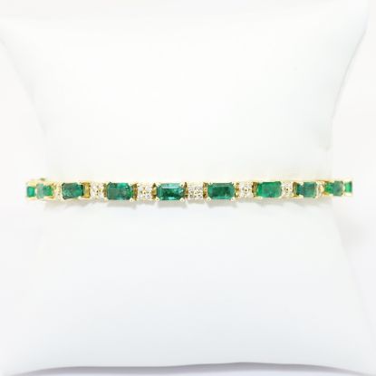 Picture of 5.0ct Emerald Cut Emerald Bracelet, 1.0ct Diamonds, 14k Yellow Gold