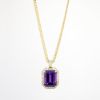Picture of 5.82ct Emerald Cut Amethyst Pendant, 0.58ct Diamond, 18k Yellow Gold